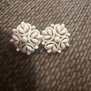 White Floral Earrings